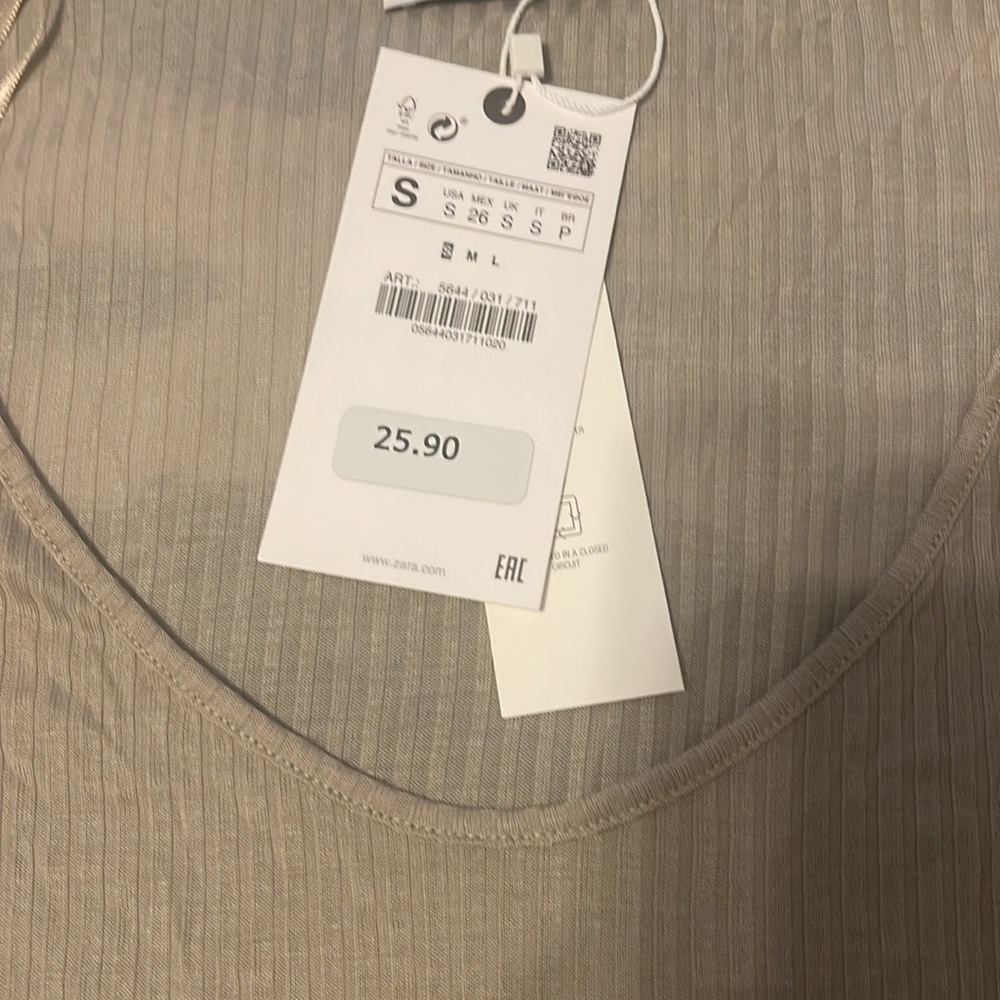 Zara Tan Ribbed Tee - Picture 2 of 2